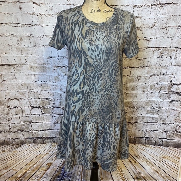 Zara Animal Print Ruffled Dress Leopard Sz S - Picture 1 of 9
